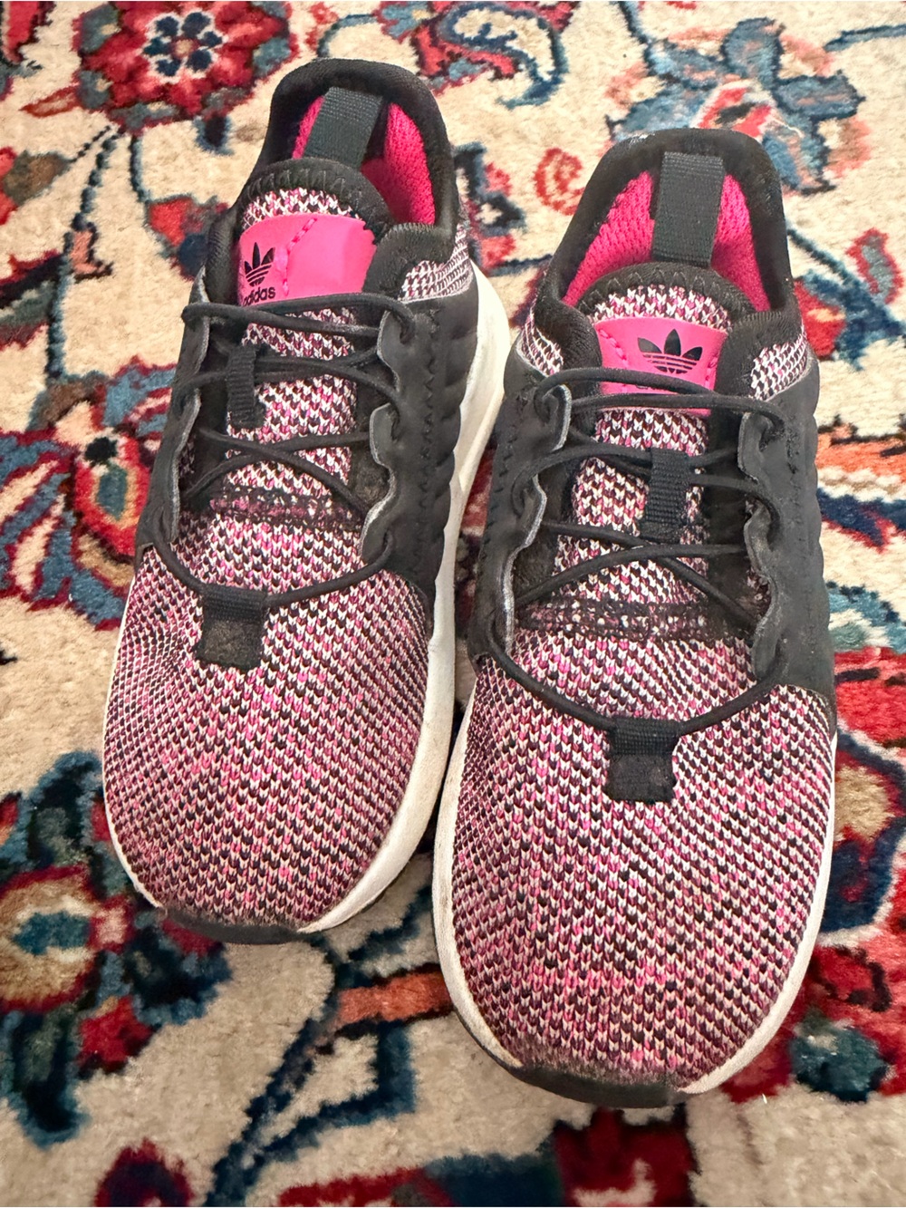 adidas Kids Pink and Black Knit Sneakers